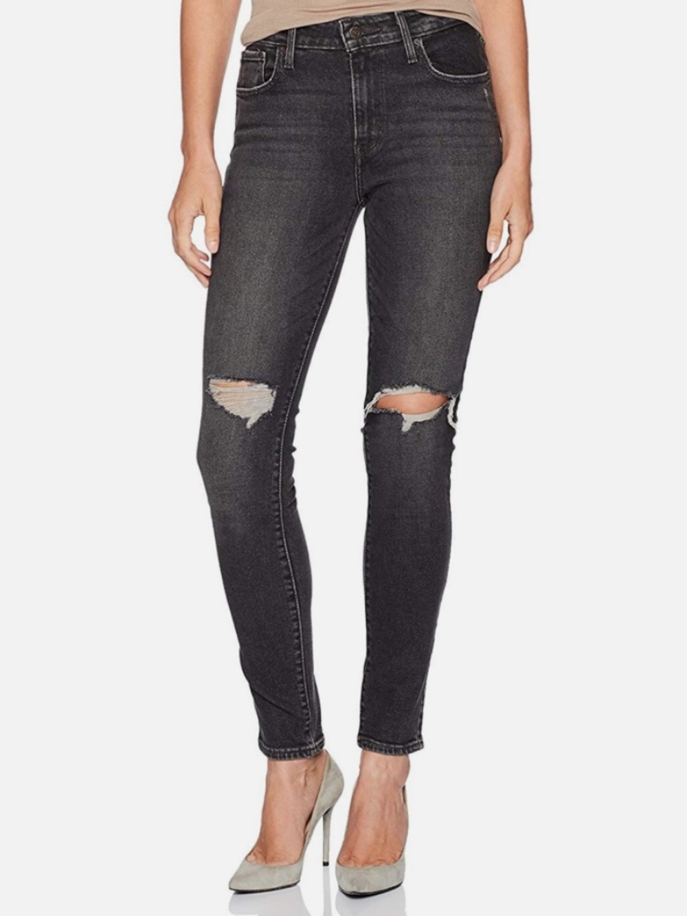 Levis Black faded Wash Denim Skinny Jean With Rips!!